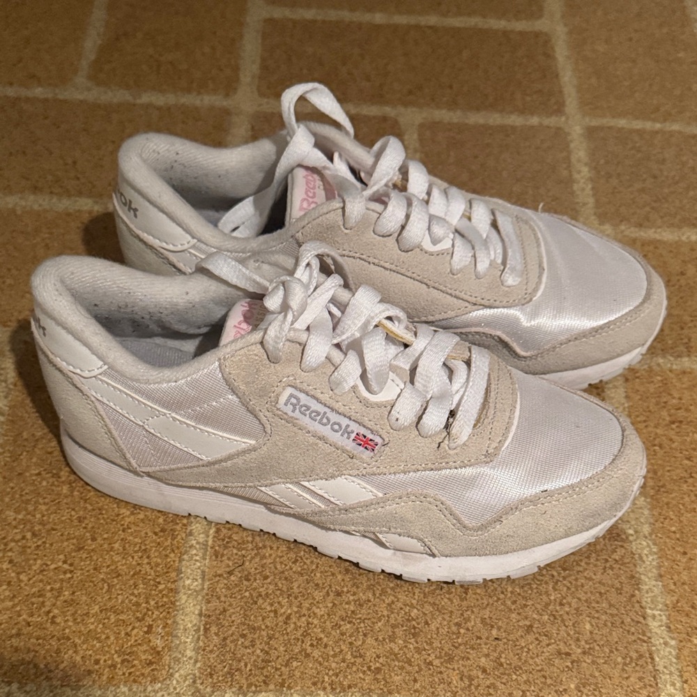 Reebok White and Tan Sneakers